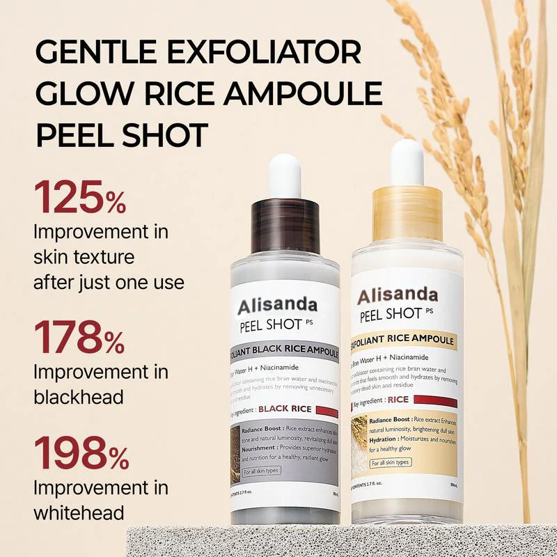 💖PEEL SHOT GLOW RICE AMPOULE DUO-SERUMS FORBRIGHTENING, EXFOLIATING, AND MOISTURIZINGSUITABLE FOR ALL SKIN TYPES