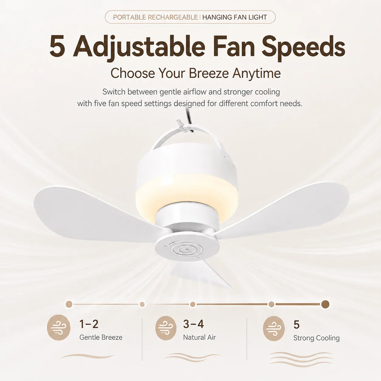 Controlled Hanging Fan – Rechargeable and Hangable for Outdoor Use