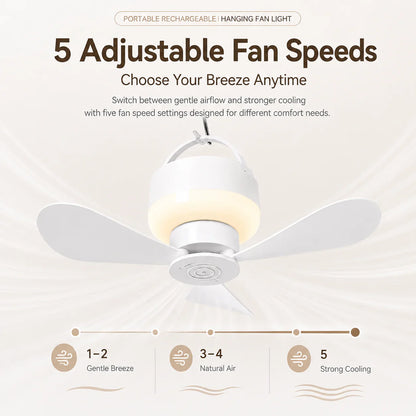 Controlled Hanging Fan – Rechargeable and Hangable for Outdoor Use