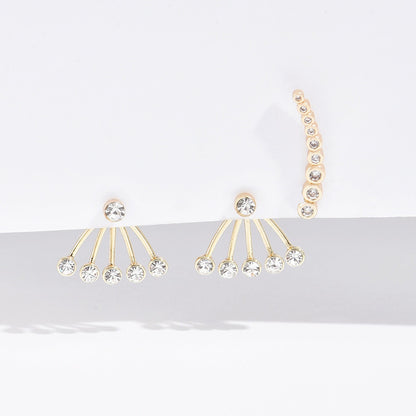 Hot selling new style, simple and luxurious, multi-layer gradient rhinestone ear clip, fashionable and cool style, stacked earrings and earrings