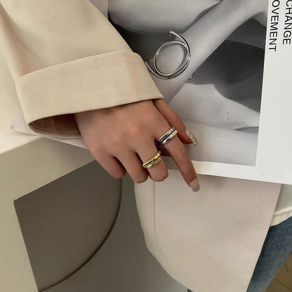 Creative versatile metal texture ring, retro hip-hop internet celebrity accessory, exquisite open mouth girl ring