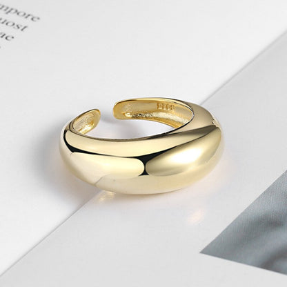 Silver Color Opening Ring Classic Simple Geometric Arc Handmade Jewelry Gifts for Women Size Adjustable Trend