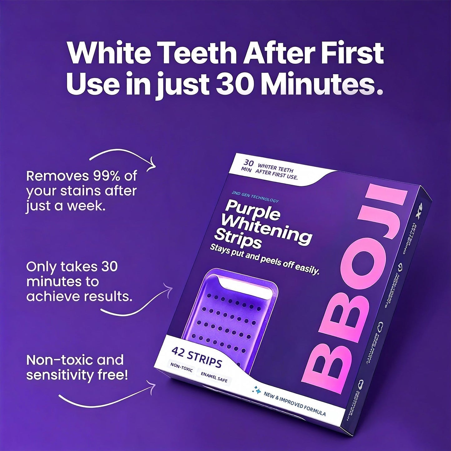 💜Purple Teeth Whitening Strips - Safe for Enamel✨🦷