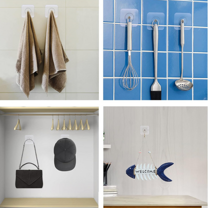 Adhesive Screw Hooks - No Drill, No Damage, Holds 5kg | Wall, Tile & Glass
