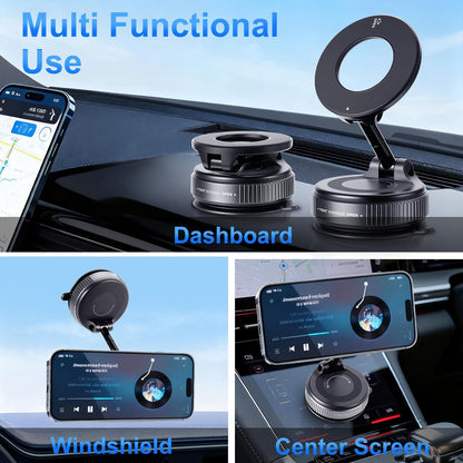 🚙360° Rotatable Vacuum Magnetic Phone Holder, Foldable and Retractable Suction Cup Car Phone Mount
