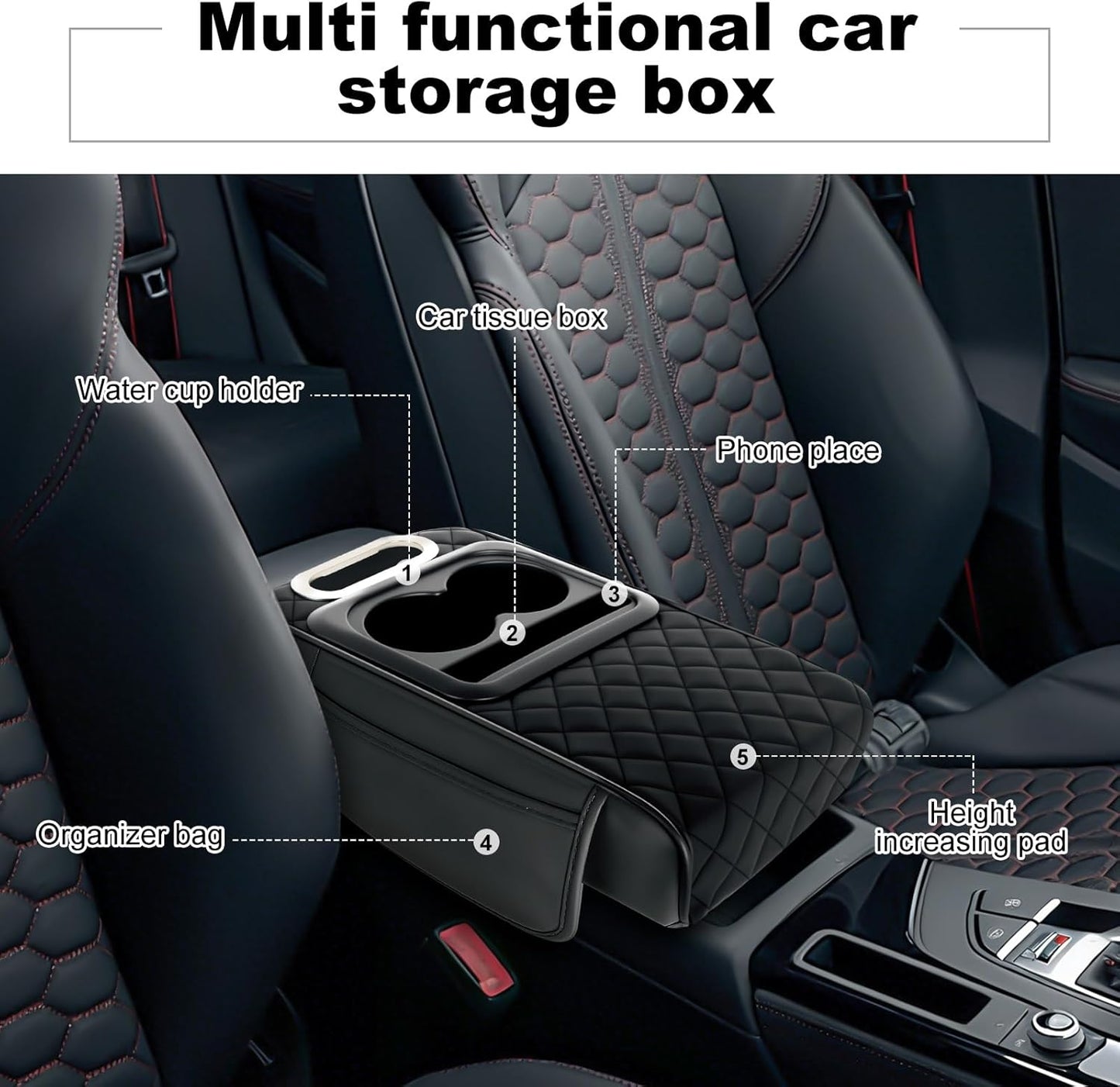 🔥2026 Upgraded Model High-quality leather Multifunctional Car Armrest Cushion