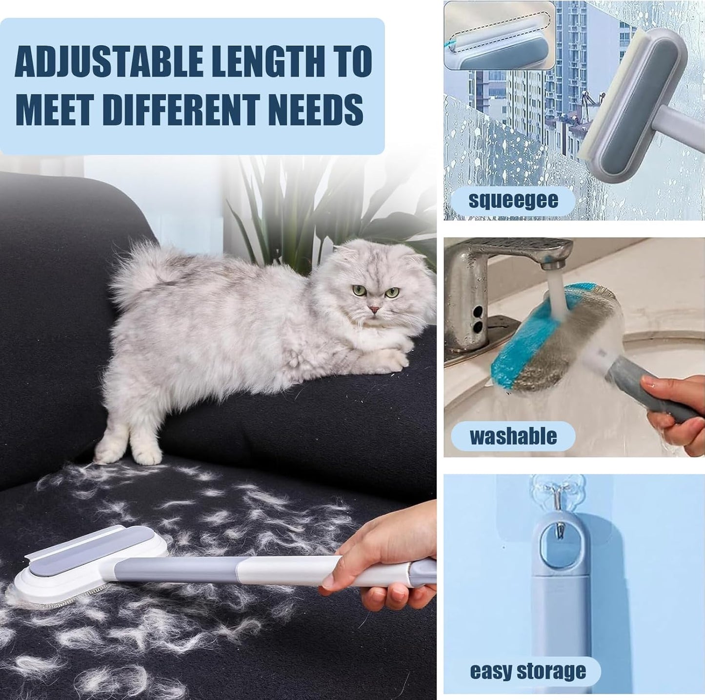 🔥 Final 1 Day: 55%OFF | Upgraded Reusable Pet 4 in 1 Hair Remover Brush – Extra-Long Handle Lint Cleaner