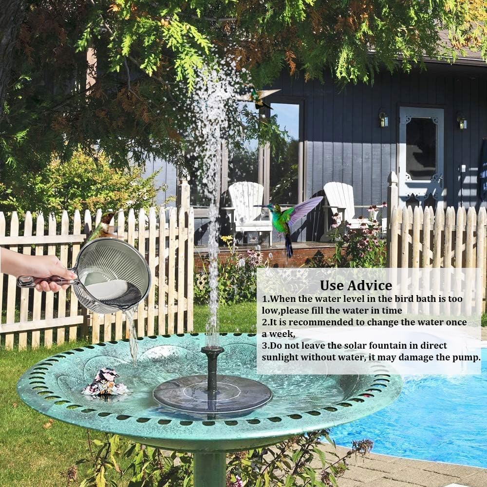 ⛲️Solar Powered Bird Bath Fountain Pump， 1.5W Solar Panel Kit Water Pump