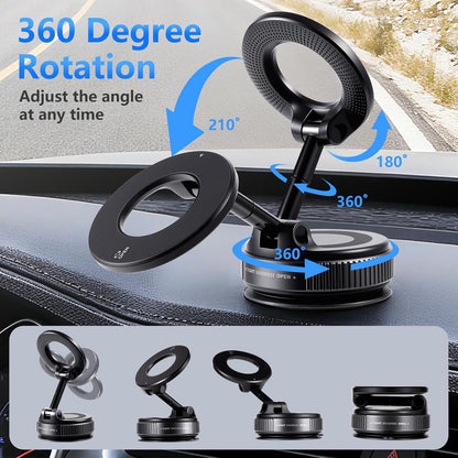 🚙360° Rotatable Vacuum Magnetic Phone Holder, Foldable and Retractable Suction Cup Car Phone Mount