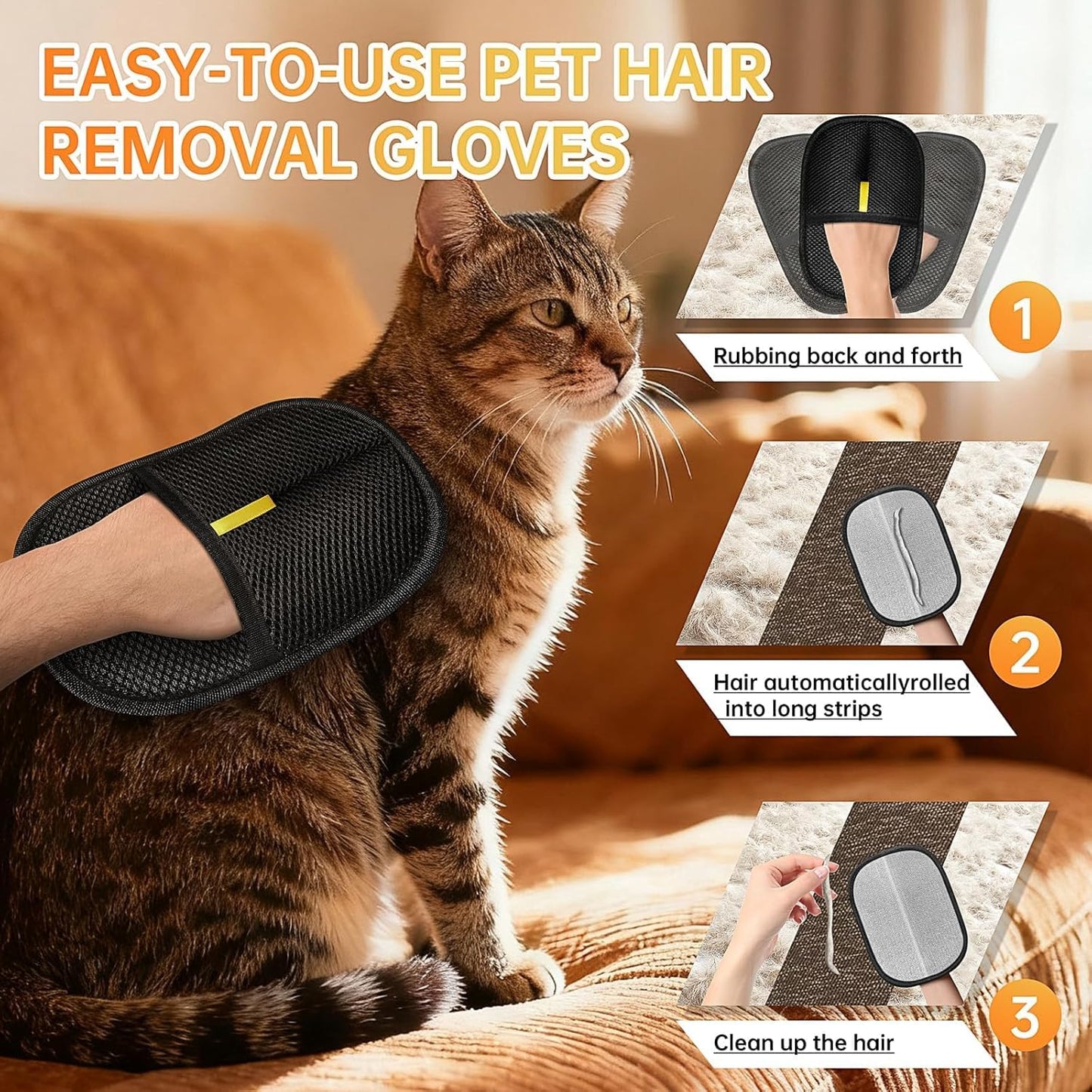 🔥Upgrade Pet Hair Remover Electrostatic Gloves, Reusable Pet Hair Removal Glove