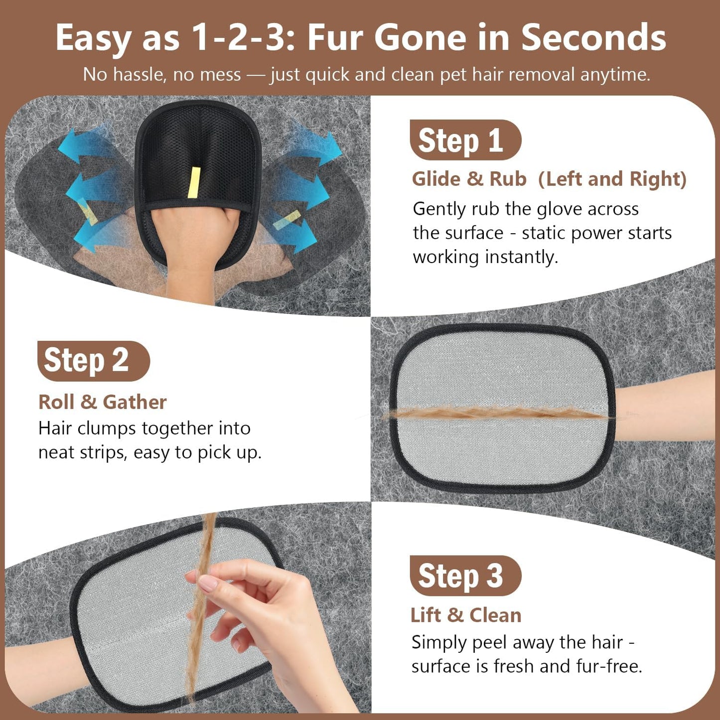 🔥Upgrade Pet Hair Remover Electrostatic Gloves, Reusable Pet Hair Removal Glove