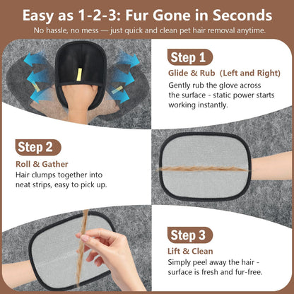 🔥Upgrade Pet Hair Remover Electrostatic Gloves, Reusable Pet Hair Removal Glove