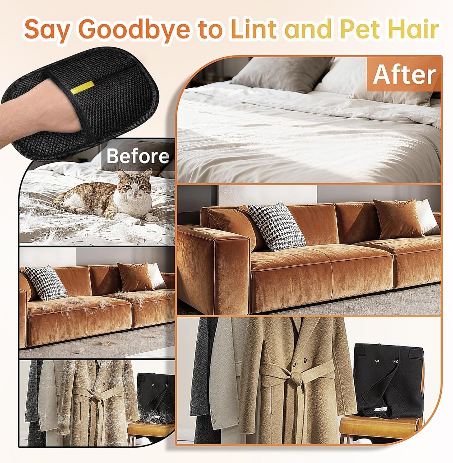 🔥Upgrade Pet Hair Remover Electrostatic Gloves, Reusable Pet Hair Removal Glove