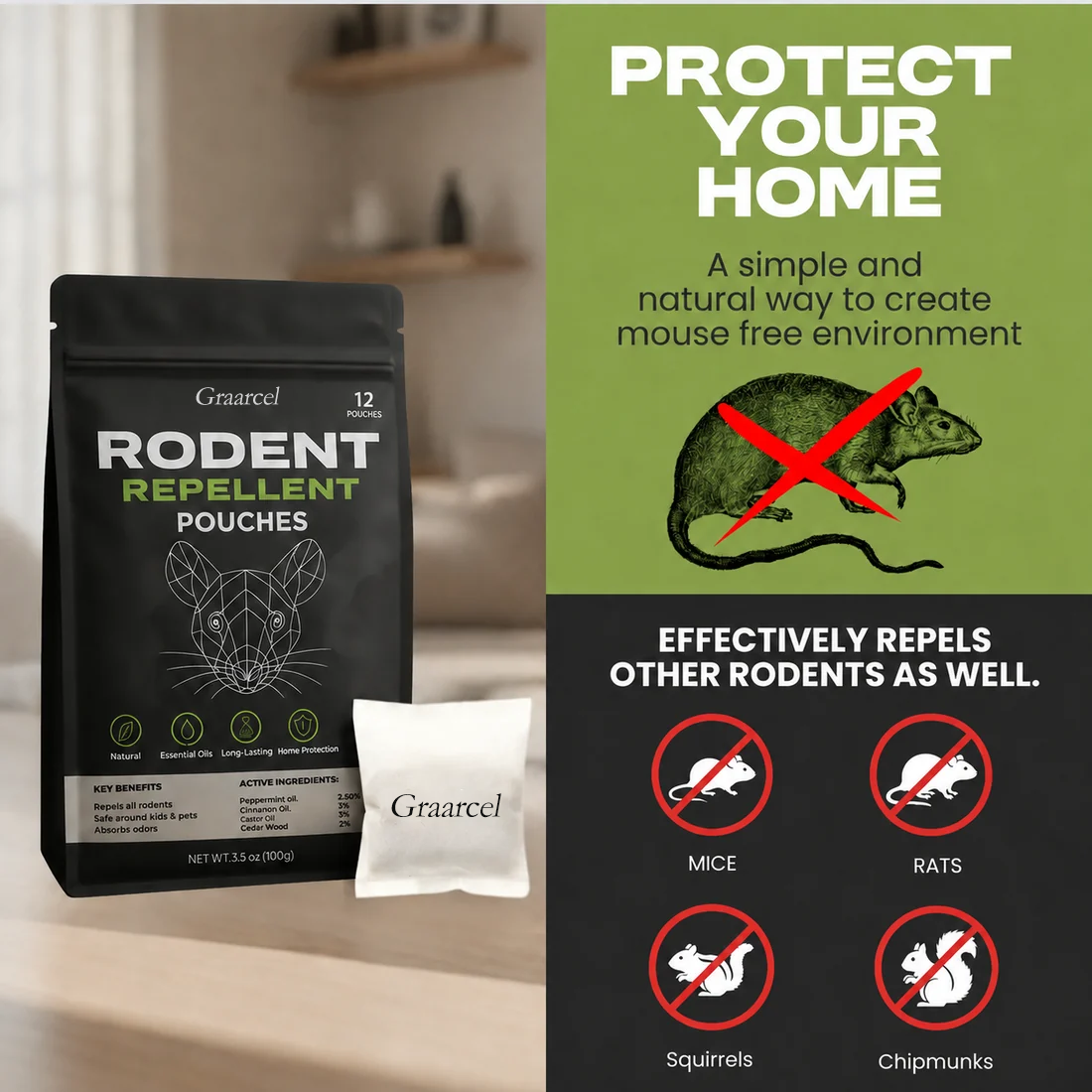 Graarcel® Natural Rodent Repellent Pouches