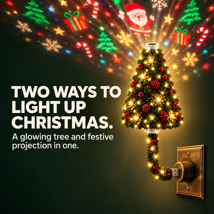 🎄 Plug-In Christmas Tree Projection Night Light – Instant Holiday Room Decor