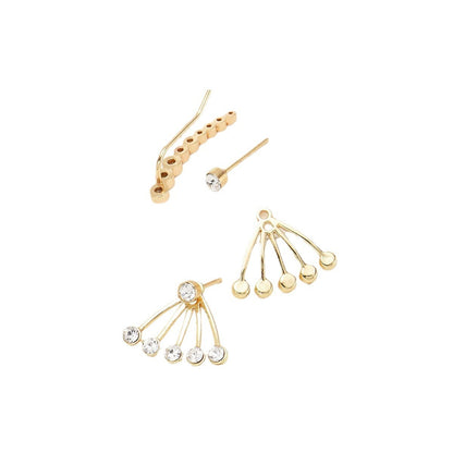 Hot selling new style, simple and luxurious, multi-layer gradient rhinestone ear clip, fashionable and cool style, stacked earrings and earrings