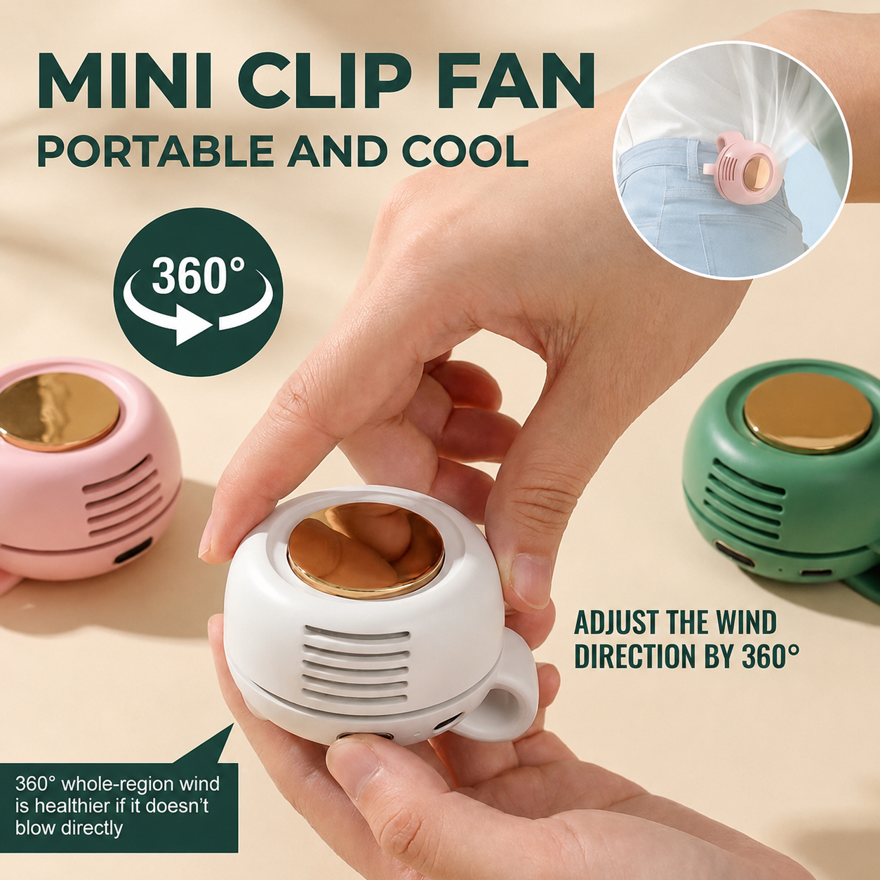 TAILEDEN® Wearable Tiny Cool Bladeless Clip Fan