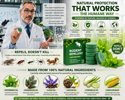 🟢 12 Pack Natural Peppermint Tablets — Protect Attics, Garages & Storage Areas From Unwanted Night Visitors