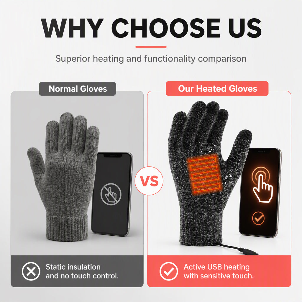 📢📢 50% OFF🔥USB Heated Touchscreen Knit Gloves